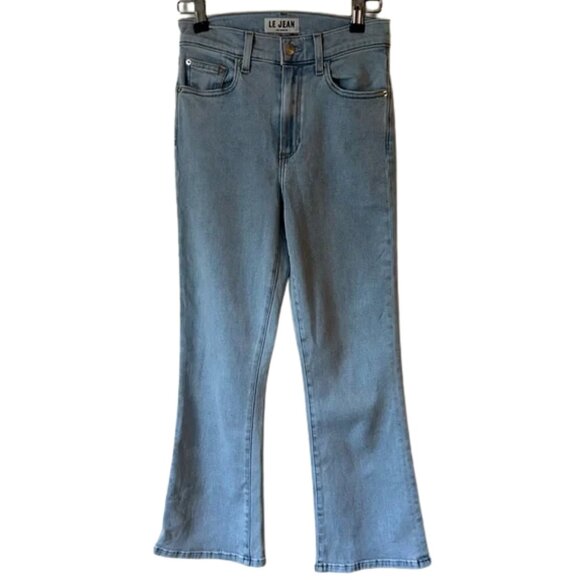 New Le Jean Bella Crop Flare Jeans Light Blue size 32 lightwash denim high rise - Picture 2 of 9